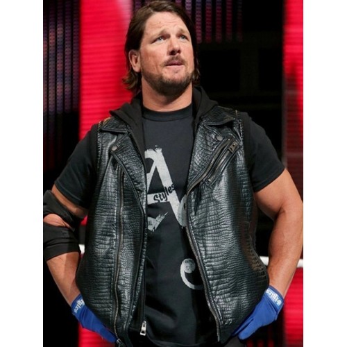 WWE AJ Styles Hooded Leather Vest